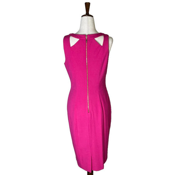 Eliza J Cocktail Dress Cutout Neckline Barbie Pink Sheath Sleeveless Women 6 NWT - Picture 5 of 9